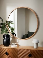 John Lewis Slim Solid Oak Wood 100cm Round Wall Mirror - Oak (Damaged/Marks]