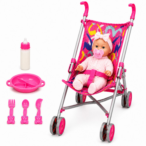 Baby doll with foldable - baby, buggy