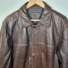 Blue Harbour Mens leather Jacket Size Large Dark Brown