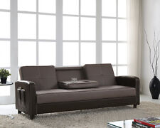 Sofa Bed Faux Leather with Cup