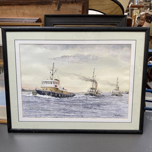 Watercolour painting tug boats - watercolour,