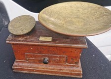 Victorian Sweet Shop Scales. Antique Vintage. Brass & Wood. Made In England