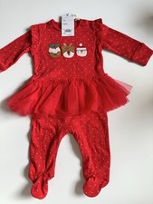 Next Baby Girls Brand New With Tags Tutu Suite Babygrow Outfit 3-6 Months Xmas