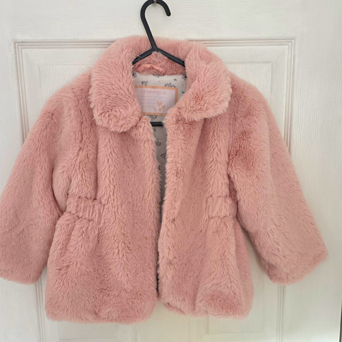 Girls pink floral faux - floral, fur
