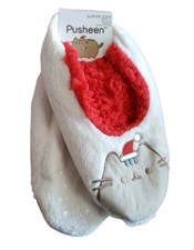 Ladies/Womens  Pusheen Cat Bed Slipper Gripper Socks Soft Plush Cosy Footlet