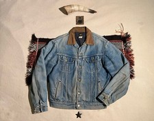 Lee Storm Rider Union Made USA Jacket M 40L Blanket Lined Distressed Blue Denim