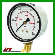 63mm Pressure Gauge Glycerine Filled 1/4 BSPP Connection Bottom or Rear Entry UK