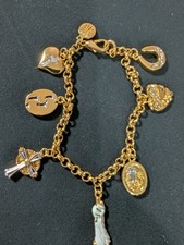  Gold Plated Footprints In The Sand Charm Bracelet with religious charms.