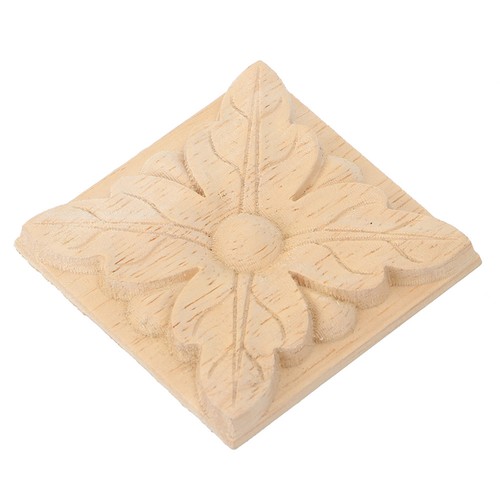 Square wood carved decal - square,