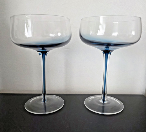 Blue stem retro coupe glass - stem,