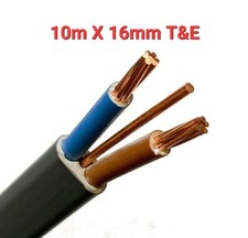 10m X 16mm 16.0mm 6242Y T+E Flat Twin and Earth Cable Wire BASEC Cooker Shower