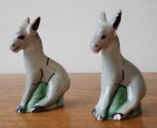 Pair of Antique Victorian Staffordshire Pottery China Donkeys 