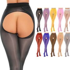 UK Sexy Women Mesh See Through Crotchless Pantyhose Stretchy Thigh High Clubwear