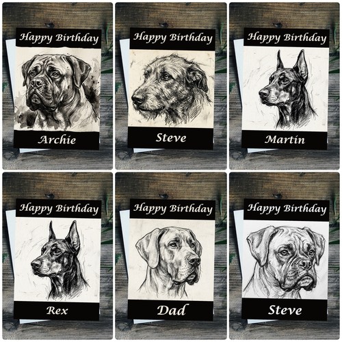 Dog birthday card personalise - dog,