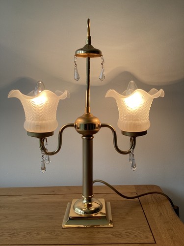 Brass dual table lamp - brass,
