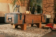 Antique Style Coffee Table Pine Chest Vintage Wooden Blanket Box Storage Trunk