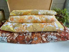 4 pieces Vintage fabric, vintage material, retro flower power fabric, cotton