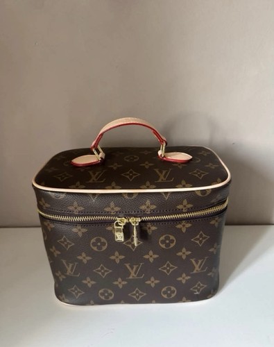 Brown beige vanity makeup case - beige,