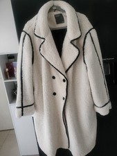 LAdies ivory black faux fur coat size 18/20 new