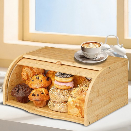 Bamboo bread box - bread, natural
