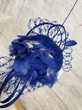 Jacques Vert Blue Cream Fascinator Hat Wedding Headband Races Occasion MOB