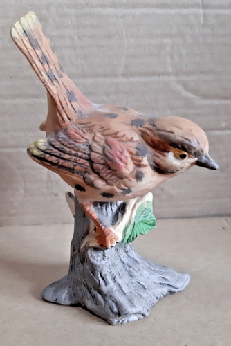Vintage porcelain ceramic wren - porcelain,