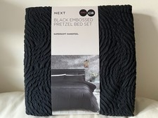 Black Embossed Geometric Texture Duvet Cover and Pillowcase Set Double Size Next