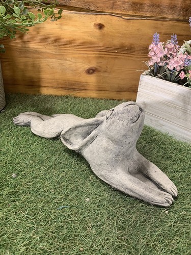 Stone garden laying moon hare - stone,