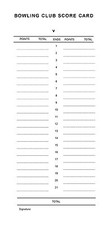 100 Bowls Score Cards - 21 end