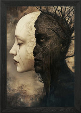Tree of Two Faces Framed Wall Art Poster Canvas Print Picture