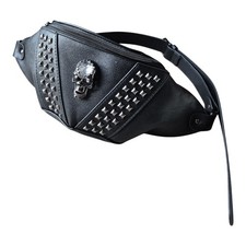 Grunge Skull & Studs Design Large Bumbag Gothic Punk Biker Festival Rave Travel