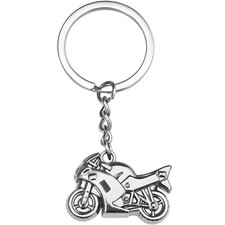 TRIXES Silver Motorcycle Keyring NEW Metal Motorbike Keychain Gifts Men & Women