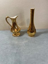 Two Crown Devon gold colour ceramic jug and vase in VGC
