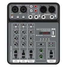 Audio Mixer Professional Sound Board Console System Interface 4Channel Bluetooth