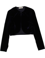 VINTAGE Womens Bolero Jacket UK 10 Small Navy Blue Polyester AJ12