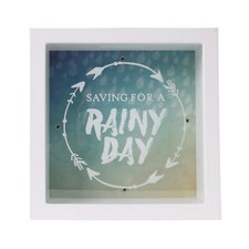 Savings Bank Money Boxes Saving for Rainy Glass Front Wooden Change Piggy Bank