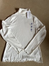 BNWT M&S Girls/Women's Cream Polo Neck Ribbed Jumper Age 12-13yrs/Size 6