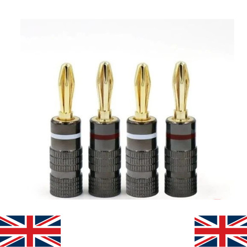 4pcs 4mm banana plugs 24k - banana, gold