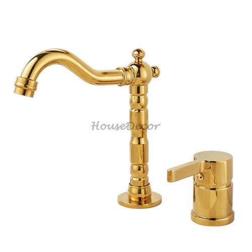 Gold basin mixer tap victorian - gold,