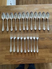 Antique Art Deco  James Dixon Silver Plated Large Table Spoons x 12  & Forks x 9