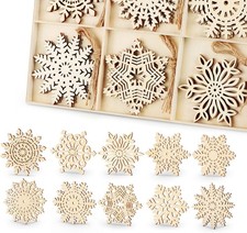 Wooden Snowflakes 30 Pcs Christmas Ornaments Rustic Christmas Tree Hanging