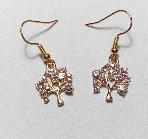 Tree earrings with - , rhinestones
