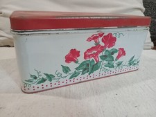 Vintage Tin Bread Box: Red