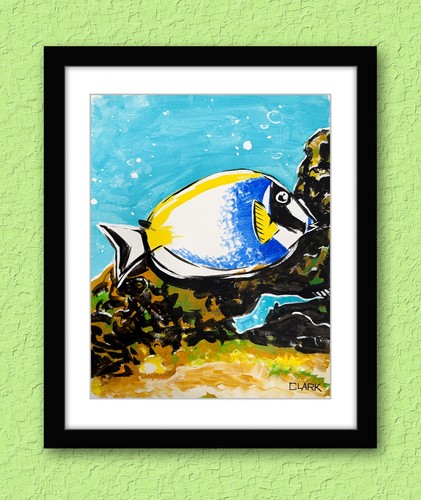 Colorful regal blue tang fish - blue,