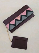 PRADA Burgundy Wallet Genuine Saffiano Leather Used