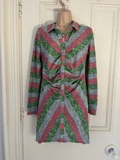 Zara size L (UK14) long sleeved shirt dress, collar, gorgeous colours, stripes