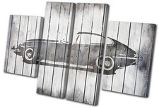 Jaguar E Type Shabby Chic Transportation MULTI CANVAS WALL ART Picture Print
