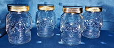 4* scull glass jars with gold