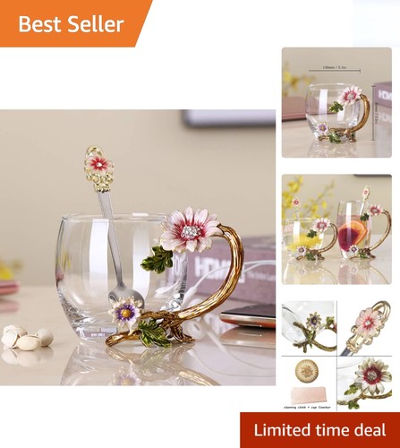 Floral enamel glass tea - tea, &