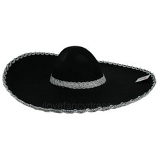 BLACK FELT SOMBRERO HAT XL